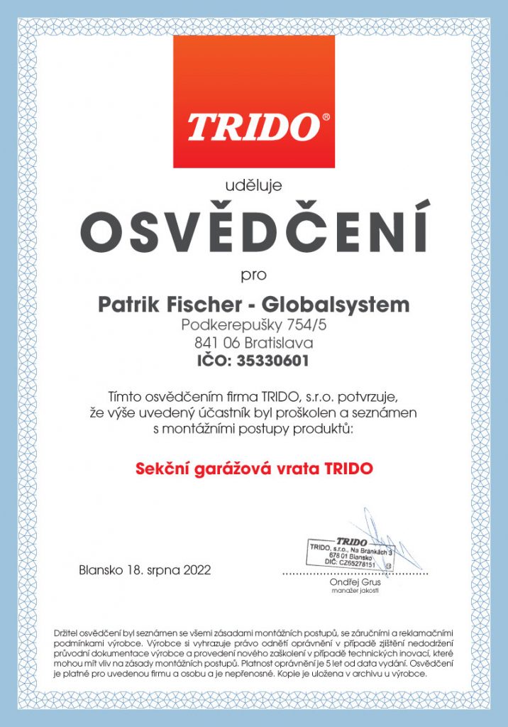 Certifikát Trido